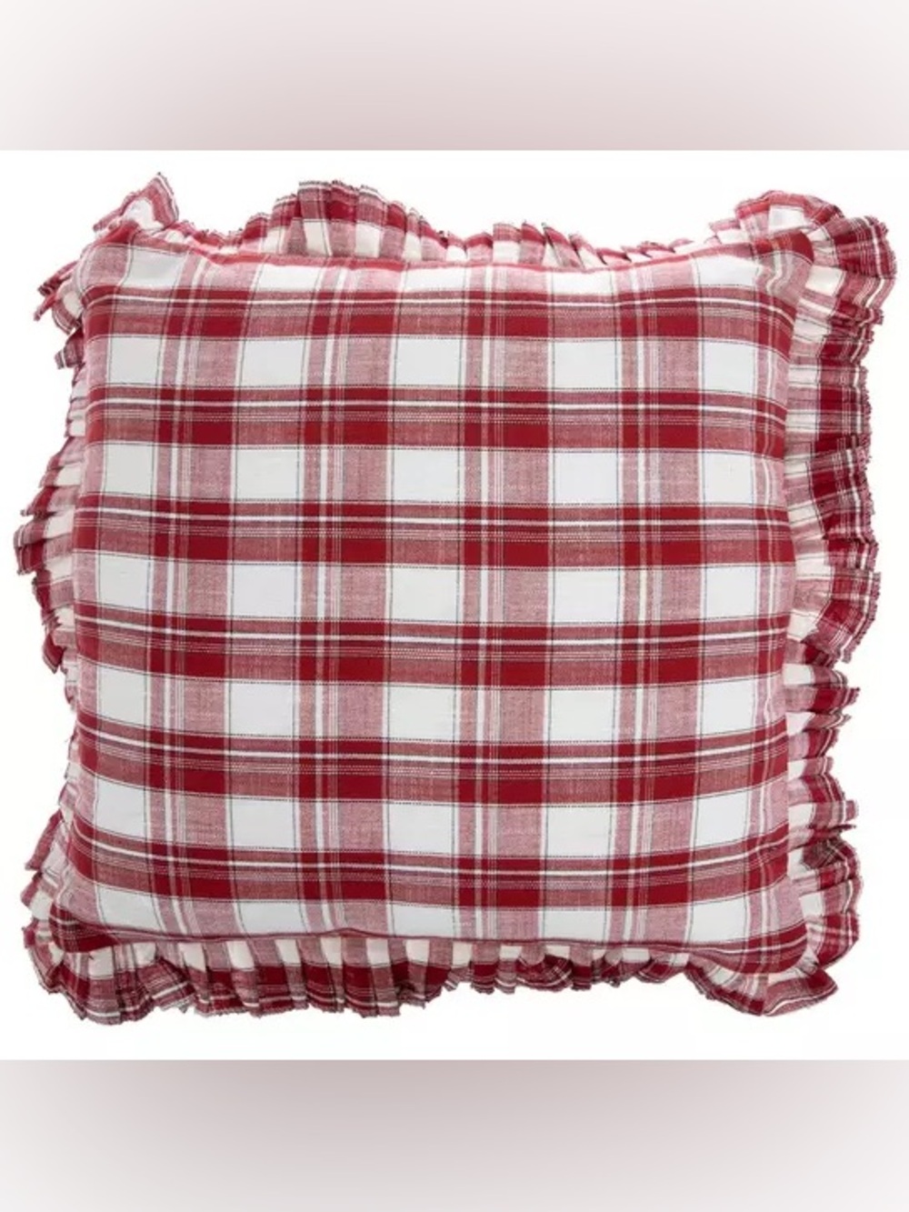 Red, White & Black Plaid Ruffle Pillow